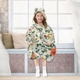 thumbnail image 7 of FORMRS Wearable Blanket Hoodie with Sleeves for Kids Cozy Flannel Sweatshirt, Light Green Floral Pattern, 7 of 7