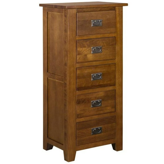 Crafters and Weavers Craftsman Mission 5-Drawer Solid Wood Dresser in Cherry