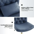 thumbnail image 4 of Modern Home Office Chair Adjustable  Armless Swivel Leather Desk Task Chair for Makeup Vanity Blue, 4 of 8