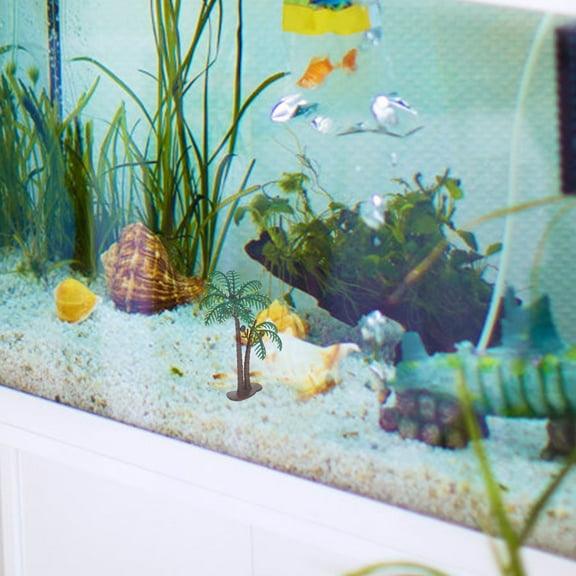 MLINS 15pcs Decorative Palm Trees for Cake Toppers and Party Decoration Realistic Coconut Palm Tree Model for Indoor and Outdoor Plastic  No Maintenance Needed