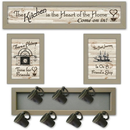 Kitchen Collection Vi 4 Piece Vignette With 7 Peg Mug Rack By