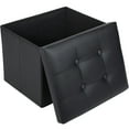 thumbnail image 2 of LotFancy 17 in Storage Ottoman Cube, Foot Stool Ottoman, Black Faux Leather, 17x13x13 in, 2 of 8