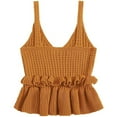 thumbnail image 5 of KBZDBZC Tank Top Women's Casual Knit Top Sleeveless Ruffle V Neck Peplum Crop Tank Top Women's Summer Tops Women Tops Womens Tops(Yellow,XXL), 5 of 6