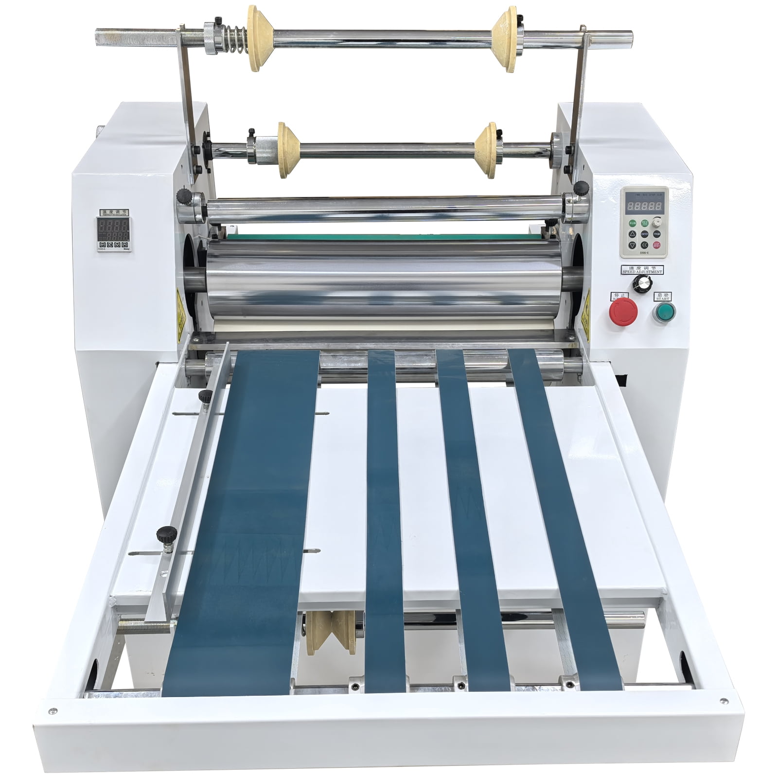 110V Steel Roller Thermal Laminator with Conveyor Belt and Winding Mechanism