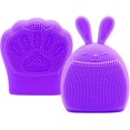 thumbnail image 1 of Rabbit Shape Silicone Bath Brush Manual Facial Cleansing Massage Tool (Purple) 2 Pcs, 1 of 5