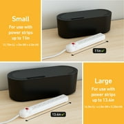 D-Line Cable Management Box, Hide Power Strips & Cords - Small, Black