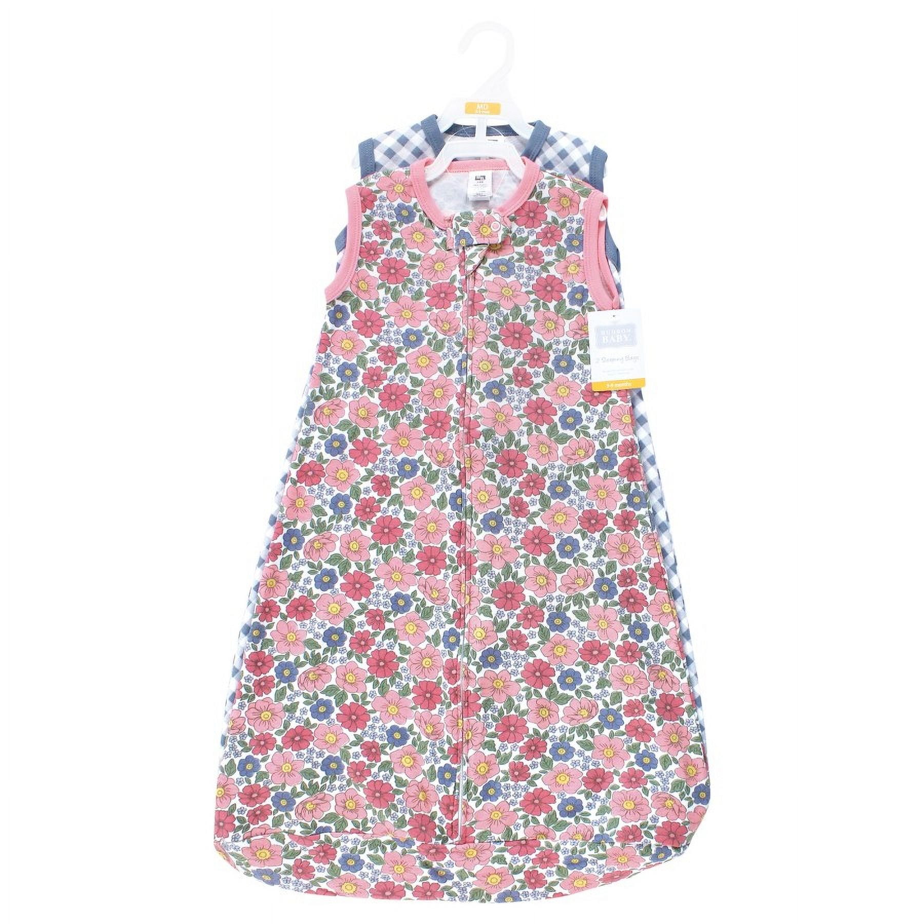 Hudson Baby Infant Girl Cotton Sleeveless Wearable Sleeping Bag, Sack, Blanket, Pink Blue Pretty Floral, 3-9 Months