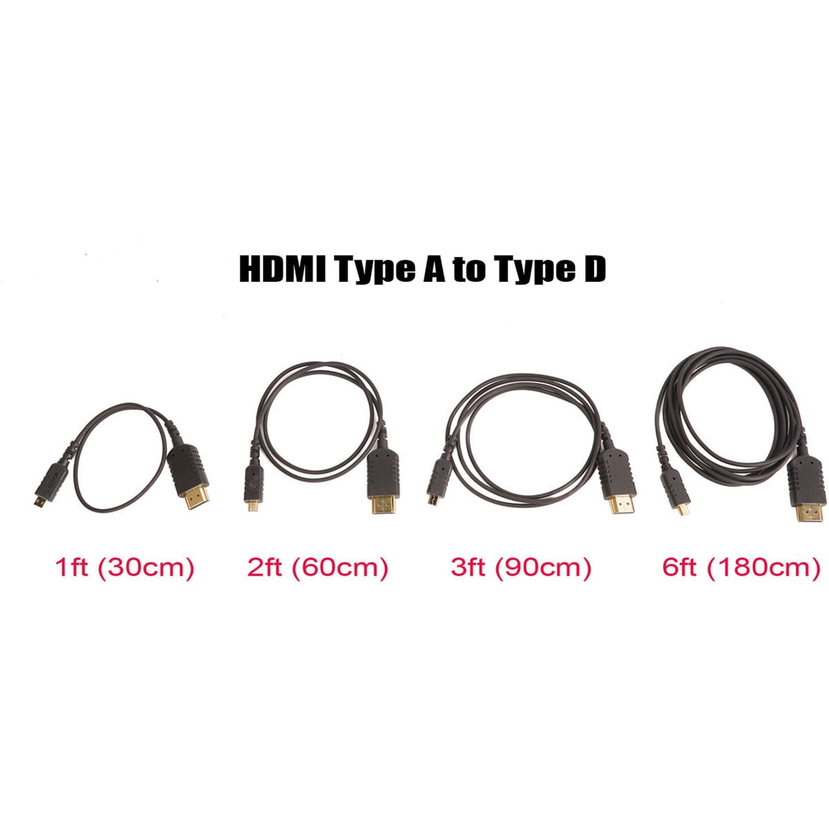 Came-TV 6' Ultra-Thin and Flexible Standard Type-A to Micro Type-D HDMI Cable