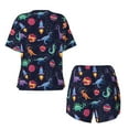 thumbnail image 5 of Qekee Space Dinosaur Women's Pajama Set Short Sleeve Sleepwear Summer Home Wear with Pockets Soft Short Sleeve Shirt - Space Dinosaur, 5 of 9