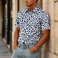 thumbnail image 4 of LTTVQM Men's Blouse Lapel Neck Multi Leopard Zebra Pattern Short Sleeve Shirt Light Full Button Travel Daily Leisure Tops White S, 4 of 6