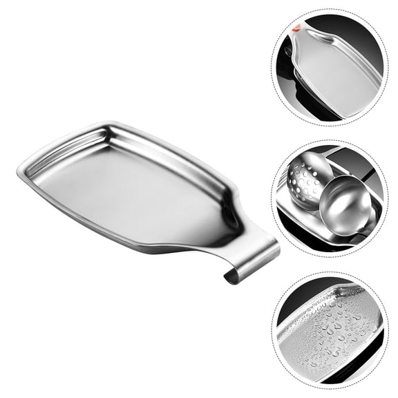 MUSEYA Stainless Steel Spoon Rest 2pcs for Kitchen Stove Top, Large Cooking Utensil Holder with re Bottom, Kitchen Accessories for Countertop