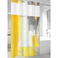thumbnail image 4 of Yellow Grey No Hook Shower Curtain Waterproof, Bathroom Curtains with Snap in Liners and See Through Top Window, Abstract Oil Painted Geometric Modern Hotel Style Bathtub Curtains Shower 36"Wx78"L, 4 of 8