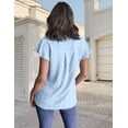 thumbnail image 5 of Merokeety Womens Summer Tops Ruffle Short Sleeve Blouse V Neck Flowy Tunic Shirts Blue m, 5 of 5
