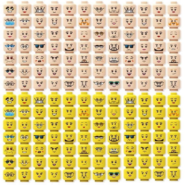 Mini figuras creativas con caras de cabeza, bloques de construcción de expresión Facial, lindos regalos para niños, 56 piezas por lote