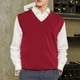 thumbnail image 4 of Chaleco tipo jersey holgado y cálido sin mangas para hombre, chaleco tipo jersey con cuello en V, 4 of 5