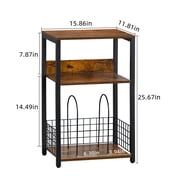 LELELINKY 3-Tier Record Player Stand with Storage Holds 100 Albums, Turntable End Table for Living Room & Bedroom, Brown