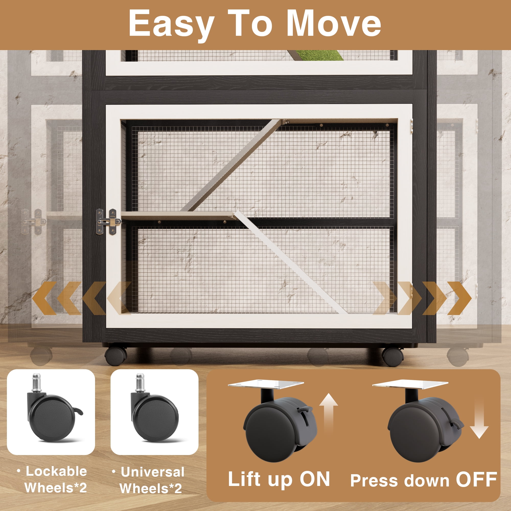 Strafriture  Large Chinchilla Cage, 55.1"H 4 Levels Ferret Cage with Chew-Proof Edges, PVC Platforms, Rolling Wheels & Ramp for Hamster, Rat, Gerbil