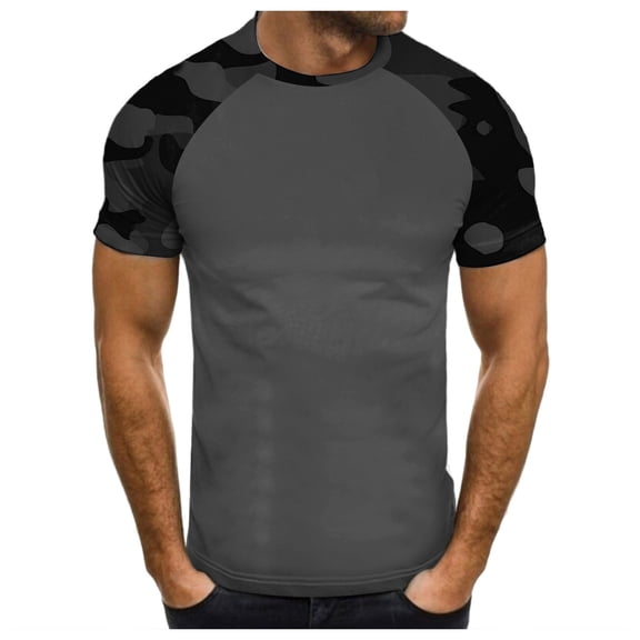 Krdevn Men's Casual Printed Camo Round Neck Short Sleeved T Shirt,L