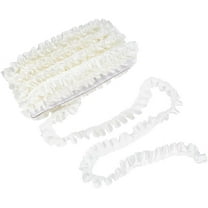 22Yards 1inch Floral White Satin Ruffle Trim Edge Trim Satin Pleated Lace Ribbon Vintage Edging Trimmings Fabric for Curtain Sewing Craft Wedding Dress DIY Decor Applique