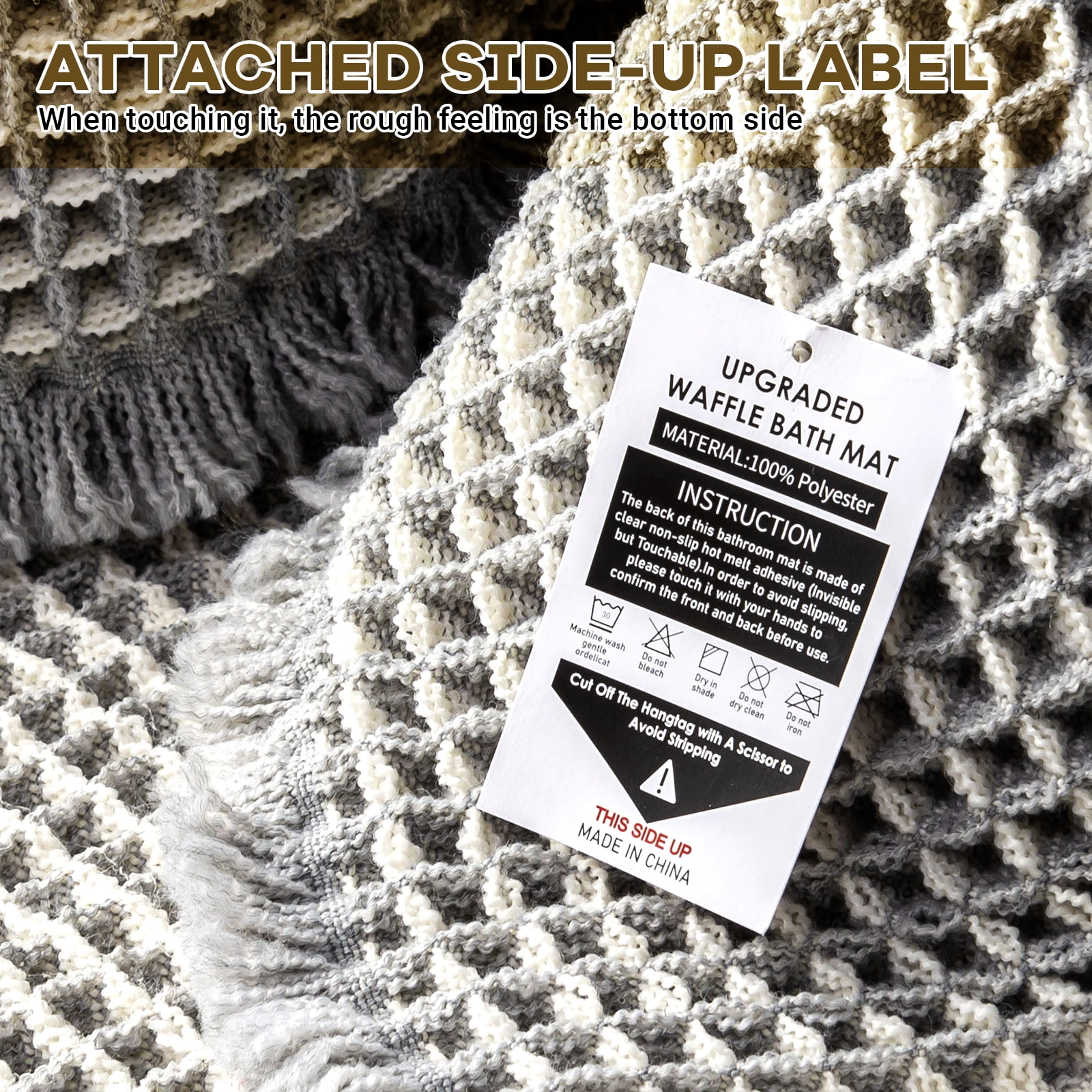 Furicher Large Waffle Bath Mat Set, Non Slip Bathroom Mat Set 2 Piece, 20"×47" and 16"×24"