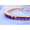 thumbnail image 2 of CZ Amethyst Tennis Bracelet, Chain Bracelet,4MM Square Cut Gemstone Bracelet,Gift men women, 2 of 4