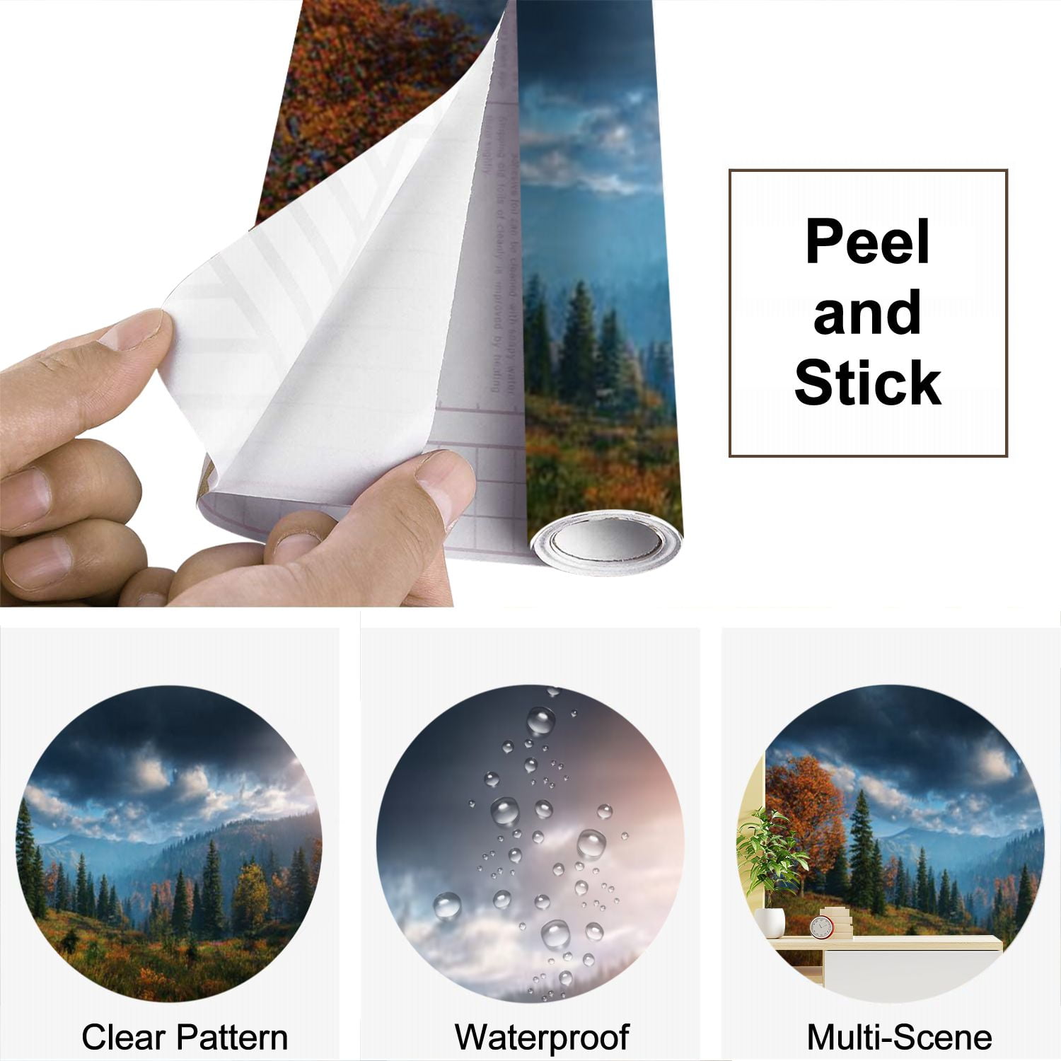 Peel and Stick Wallpaper Dramatic Autumn Landscape Modern Art Wall Mural Decor Self Adhesive and Removable 69in x 98in