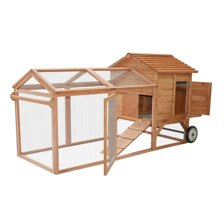 Pawhut 96 Wheeled Tractor Hen House Chicken Coop w/ Run