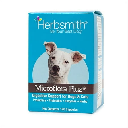 UPC: 0718122578290 | Herbsmith Microflora Plus – Dog Digestion Aid –Probiotics and Digestive Enzymes for Dogs – Prebiotic for Dogs – 120 Capsules