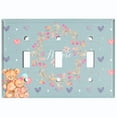 thumbnail image 2 of Metal Light Switch Wall Plate Outlet Cover (2 Teddy Bears With Love Heart Flower Balloon Flower Wreath - Triple Toggle), 2 of 2