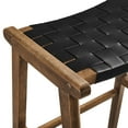 thumbnail image 6 of Modway Saoirse 29.5" Woven Leather & Wood Bar Stool in Black/Walnut (Set of 2), 6 of 10