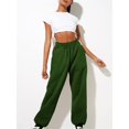 thumbnail image 4 of Green Sweatpants Women's Thin High Waisted Loose Sweatpants Comfortable High Waisted Jogging Pants with Pockets Casual Sweatpants Womens Trousers, 4 of 5