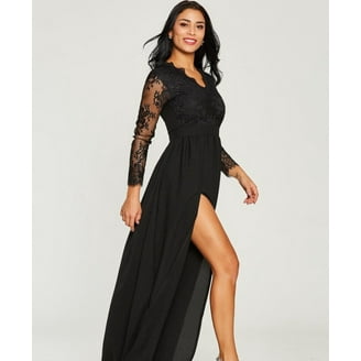 Missord Split Sleeve Mesh Insert Maxi Prom Dress - Walmart.com