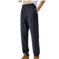 thumbnail image 1 of Pantalones largos para hombre, de seda de hielo, de color liso, finos, para trabajo al aire libre, holgados, frescos, informales, con cierre de tobillo, de poliéster., 1 of 2