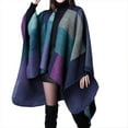 thumbnail image 2 of IDALL Scarf for Women,Shawl Wraps Women's Travel Plaid Shawl Wraps Open Front Poncho Cape Warm Oversized Sweaters Casual Cardigan Shawls For Fall Winter Ponchos Purple, 2 of 4