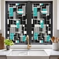 thumbnail image 2 of Teal Blue Black Geometric Window Privacy Film, Modern Abstract Art Block Static Cling UV Sun Blocking Heat Control Window Tint Day and Night, Non-Adhesive One Way Windows Privacy Cover 17.7''x39.3'', 2 of 7