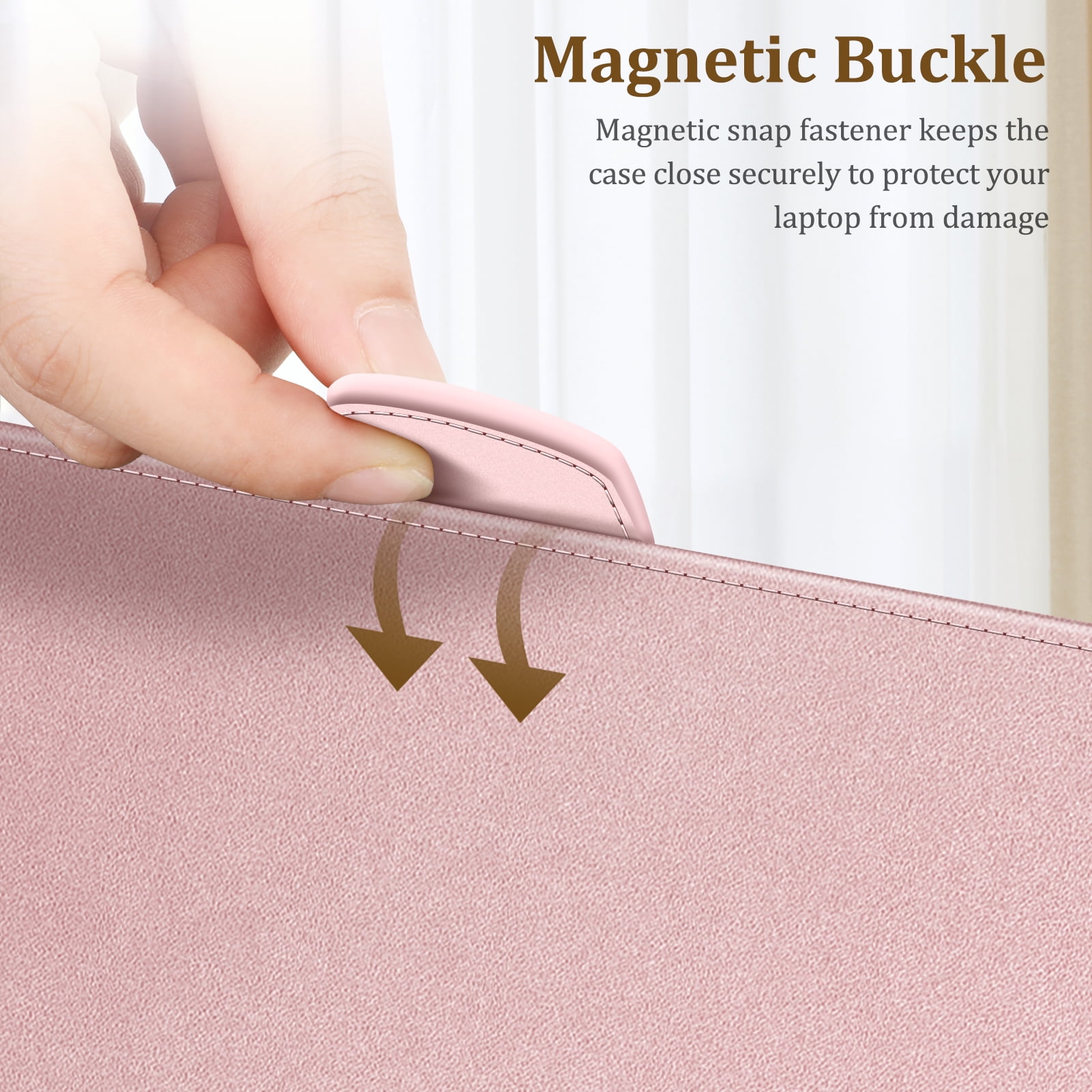 Fintie Case for 13.5 Inch Microsoft Surface Laptop 5/4/3/2 (Model: 1951/1868/1958/1950/1867/1769), Premium PU Leather Sleeve Protective Folio Book Cover with Large Pocket, Rose Gold