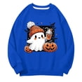 thumbnail image 4 of Chandail en Molleton Décontracté et à la Mode pour Enfants Halloween Imprimé 2D Col Rond Manches Longues Bleu, 4 of 6