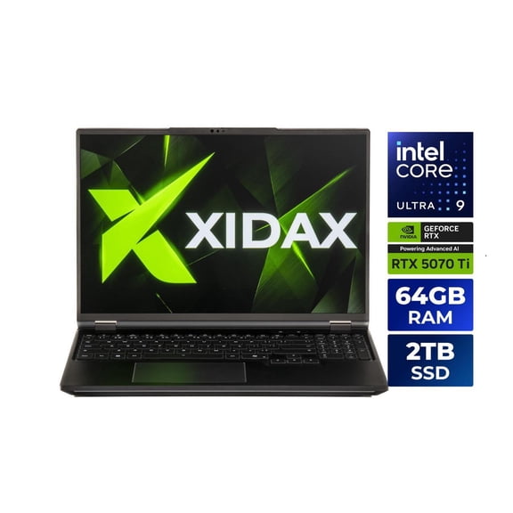 XIDAX 16" GeForce RTX 5070Ti Laptop GPU - Intel Core Ultra 9 275HX - 64GB Memory - 2TB NVMe SSD - Wi-Fi 7 BE200 - Windows 11 Home Advanced Gaming Laptop - QHD  300Hz Mini LED