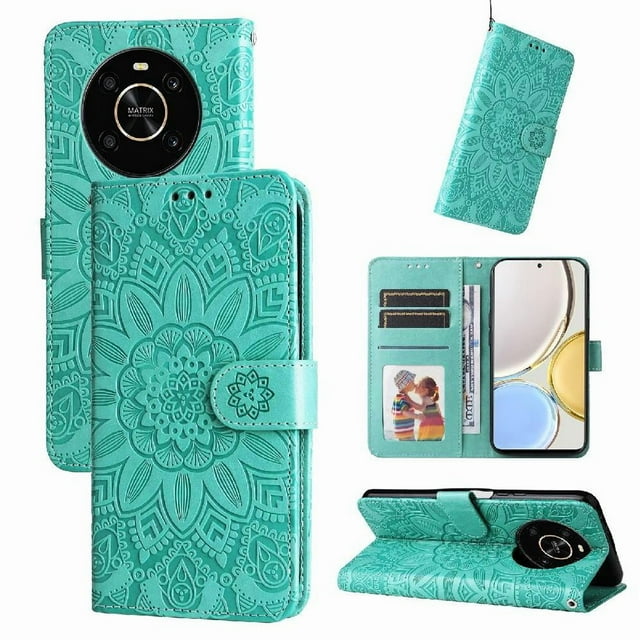 Funda tipo cartera GANGXUN para Honor Magic 4 Lite 4G/5G , diseño girasol, cuero PU, soporte, cierre magnético, tarjetero