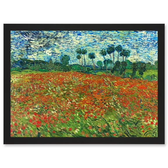 Vincent Van Gogh Poppy Field Painting Artwork Framed Wall Art Print A4