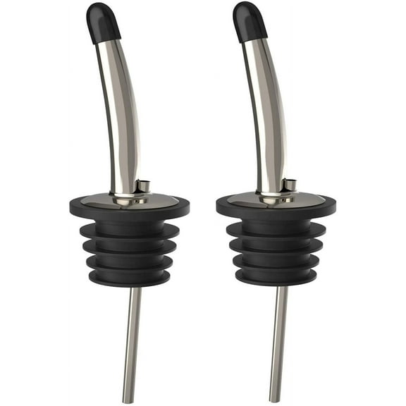 2Pcs Liquor Pourers Stainless Steel oil spouts Bottle Pour Spouts for Oil, Wine, Vinegar and Liquid, With Dust Caps.