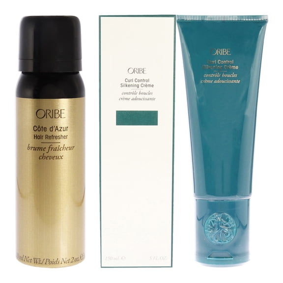 Oribe Cote dAzur Hair Refresher and Curl Control Silkening Creme 2 Pc Kit - 2oz Refresher, 5oz Cream