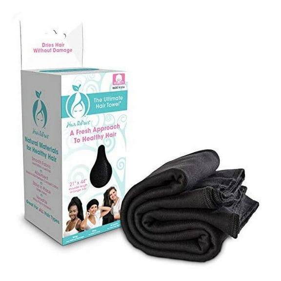 Hair RePear Anti Frizz Premium Cotton Hair Towel Enhances Healthy Natural Hair - Plop Wrap Scrunch Curly Wavy or Straight Hair -All Hair Types