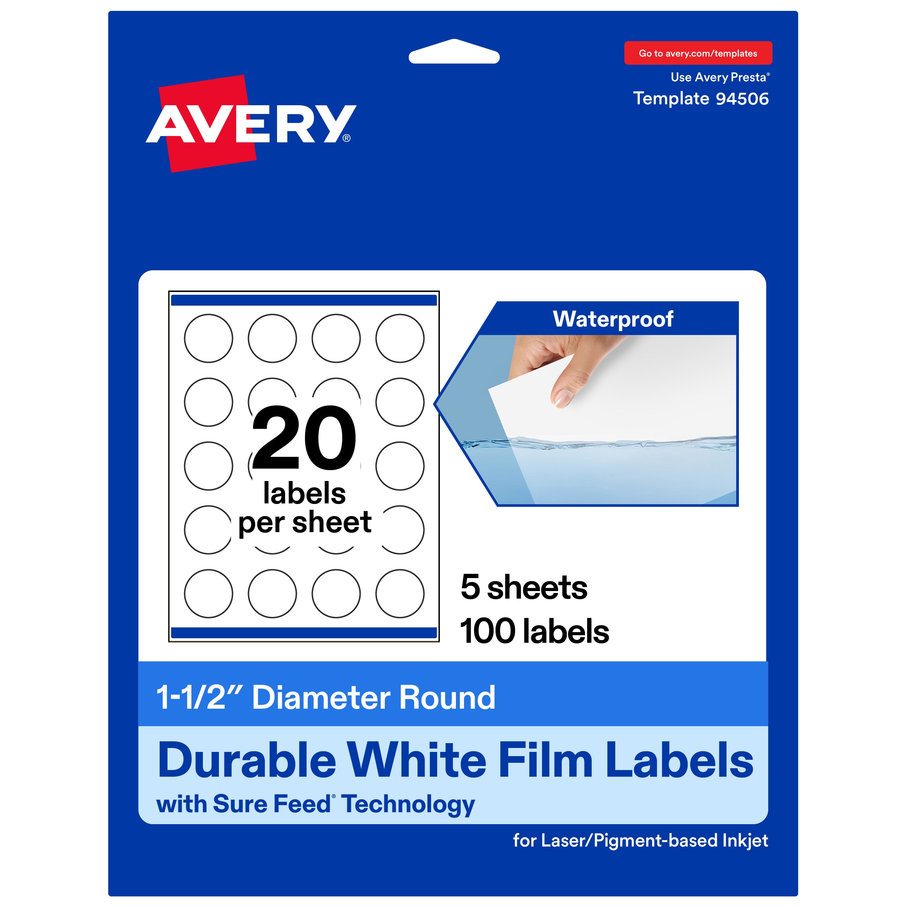 Avery - Pochette de 525 étiquettes Blanches de Masquage ou Correction