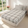 thumbnail image 2 of Manfei Classic Checkered Zipper Twin Comforter Sets with Fitted Sheet and 2 Pillowcases,Rustic Plaid Zipper Bedding Set,Beige Brown Gray,Light Gray Reversible,4pcs, 2 of 8