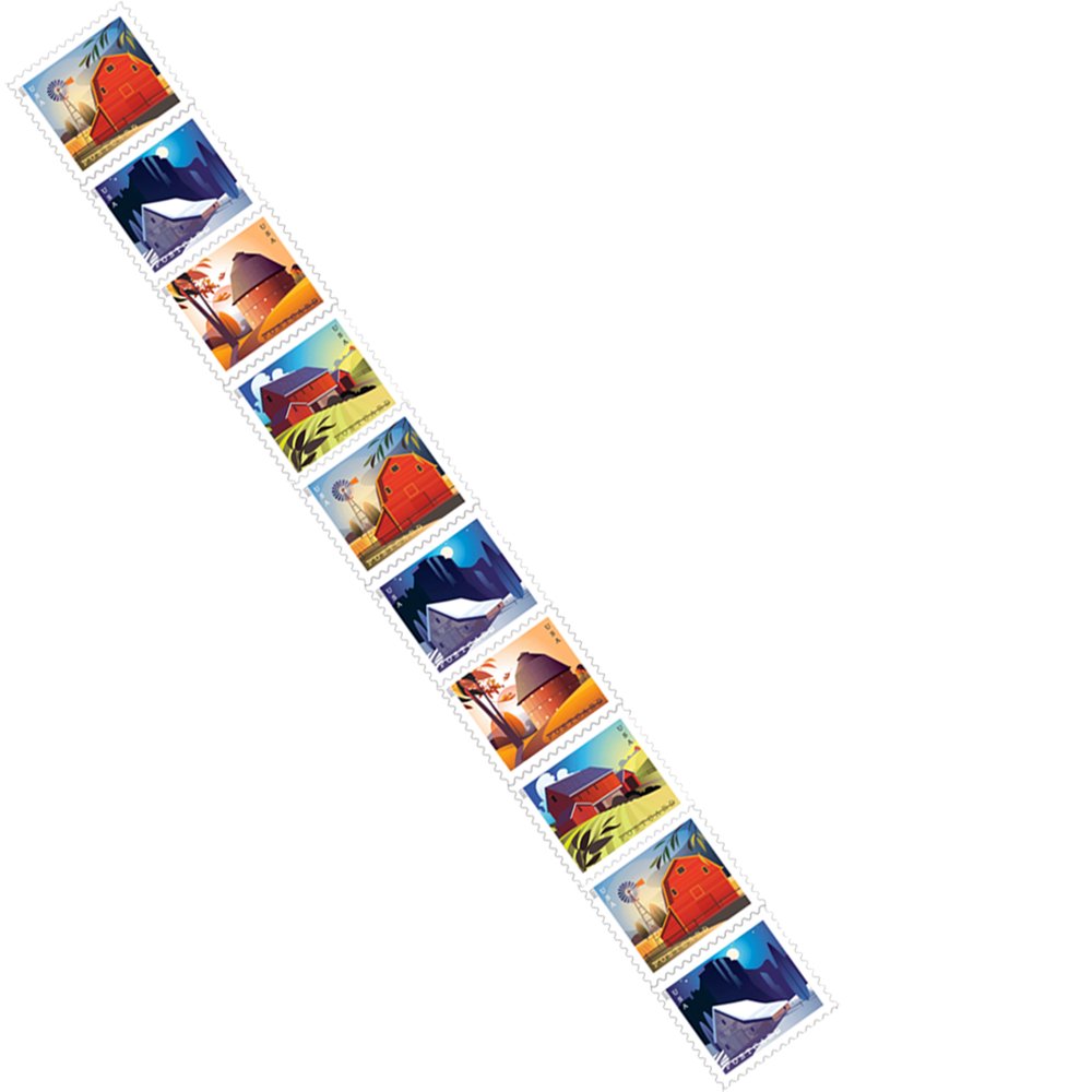 Barn POSTCARD USPS Forever Postage Stamps Strip of 10 US Postal First