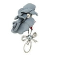 thumbnail image 4 of Fabric Rose Brooch,Light Gray Fabric Rose Rhinestone Brooch Pin Alloy Rhinestone Brooch Masterfully Created, 4 of 14