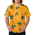 thumbnail image 4 of Men's Printing Short Sleeve V-neck Working Blouse Chest Pocket Carer Top Yellow E L, 4 of 4