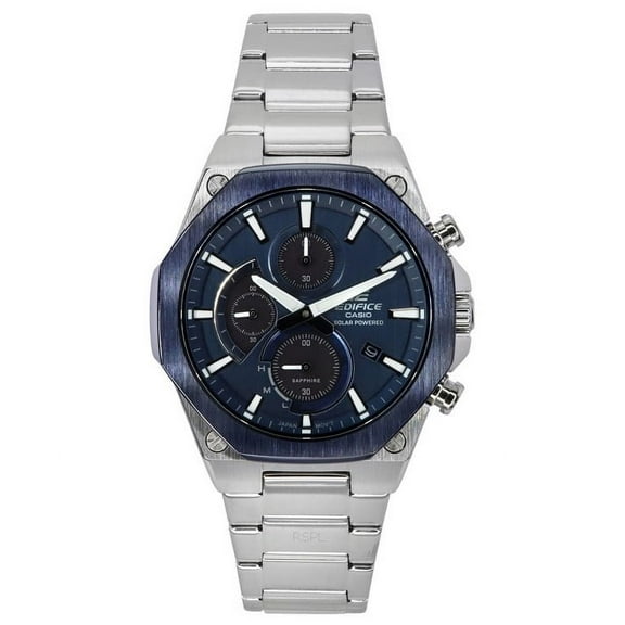 Casio Edifice Analog Slim Line With Sapphire Crystal Chronograph Blue Dial Solar EFS-S570DB-2A 100M Men's Watch