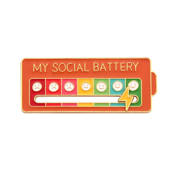 Broche Esmalte My Social Battery 7 Moods Lapel Pins Joyería de moda Naranja